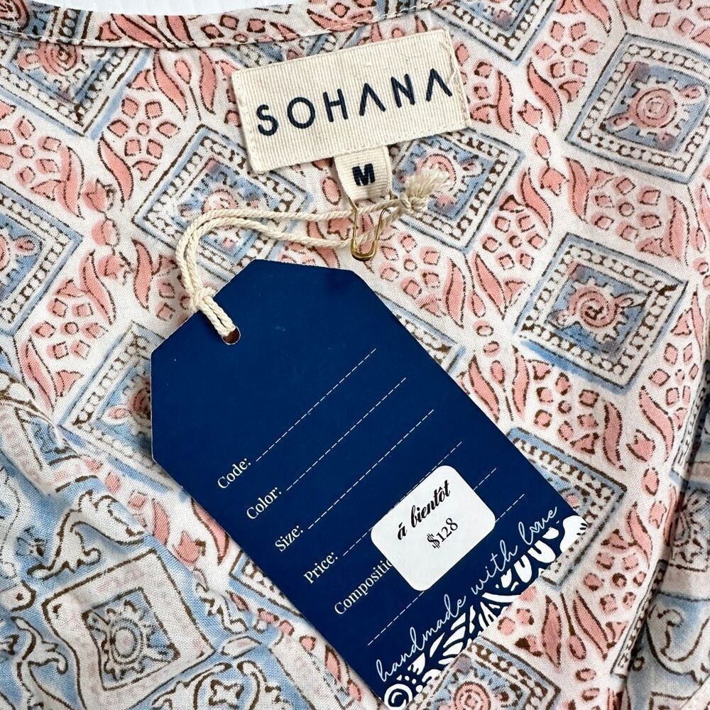 Sohana Block Print Cotton Boho Tassel Dress M NWT India Boho - Picture 10 of 15